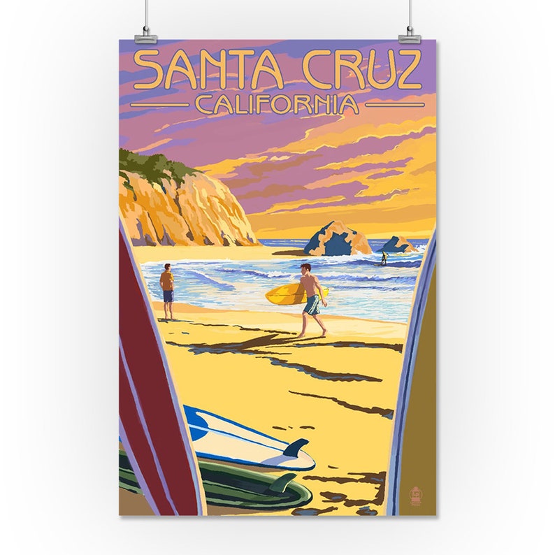 Prints Signs Santa Cruz California Sufers at Sunset - Etsy