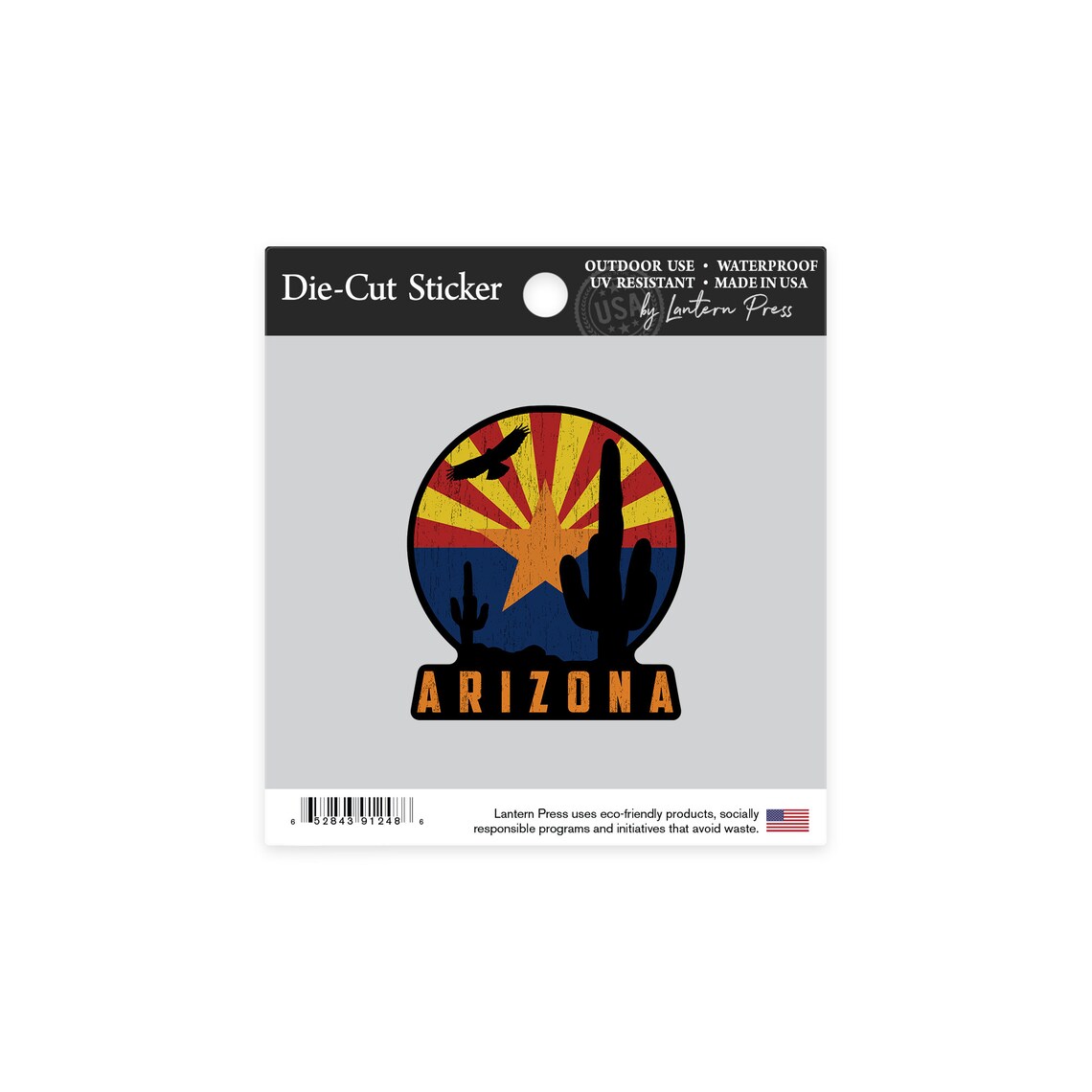 Sticker Arizona Cactus and State Flag Badge Contour Vinyl - Etsy