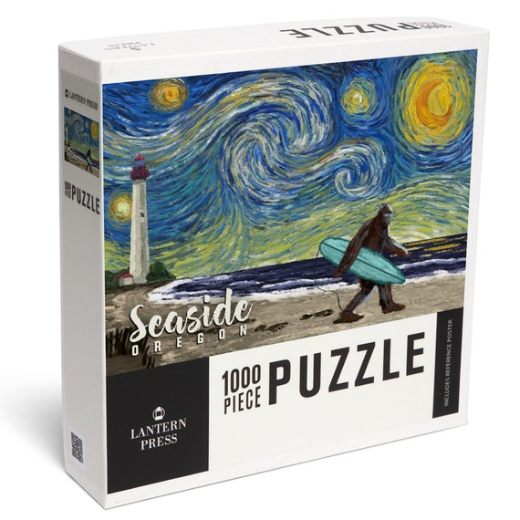 Puzzle, Seaside, Oregon, Starry Night, Bigfoot on the Beach, 1000 Pieces,  Unique Jigsaw, Family, Adults 