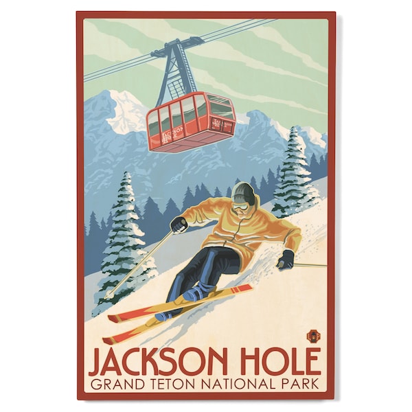 Birch Wood, Jackson Hole, Wyoming, Grand Teton National Park, Skiing, Lantern Press, Sustainable Sign or Postcards, Ready to Hang Art