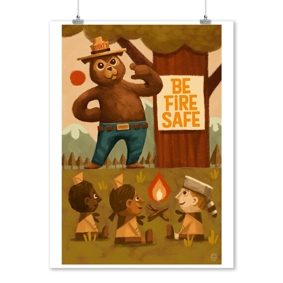 Prints Signs Smokey Bear Fire Safety School Unique Metal Etsy