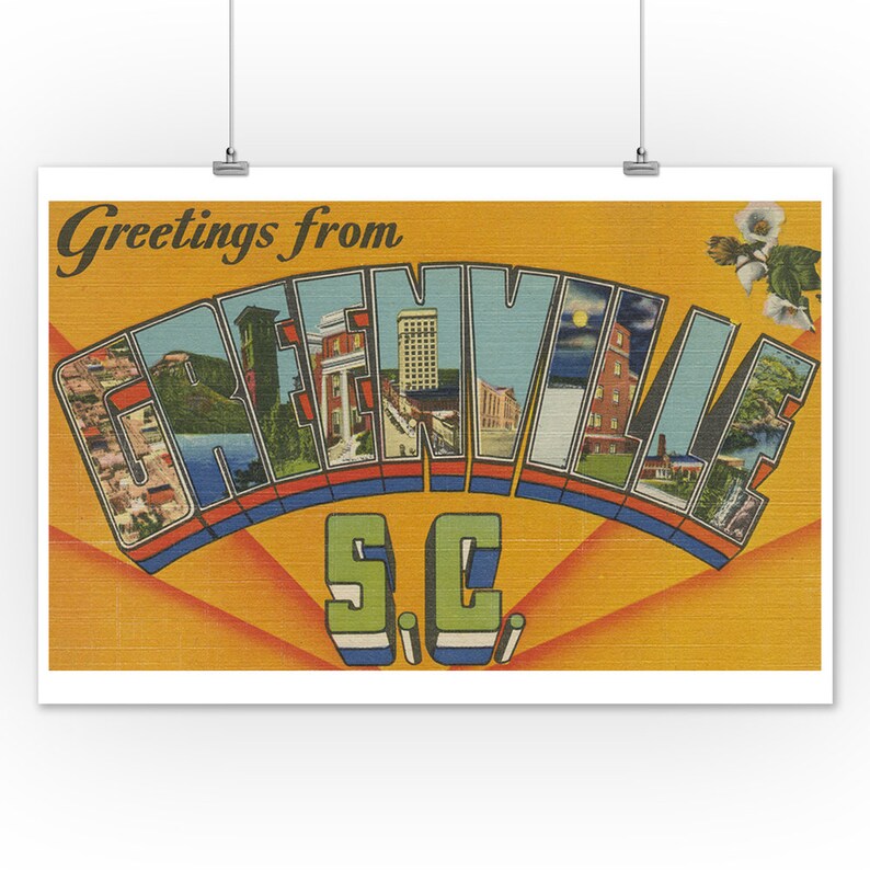 Greetings from Greenville South Carolina 6 Sizes Art Prints Etsy