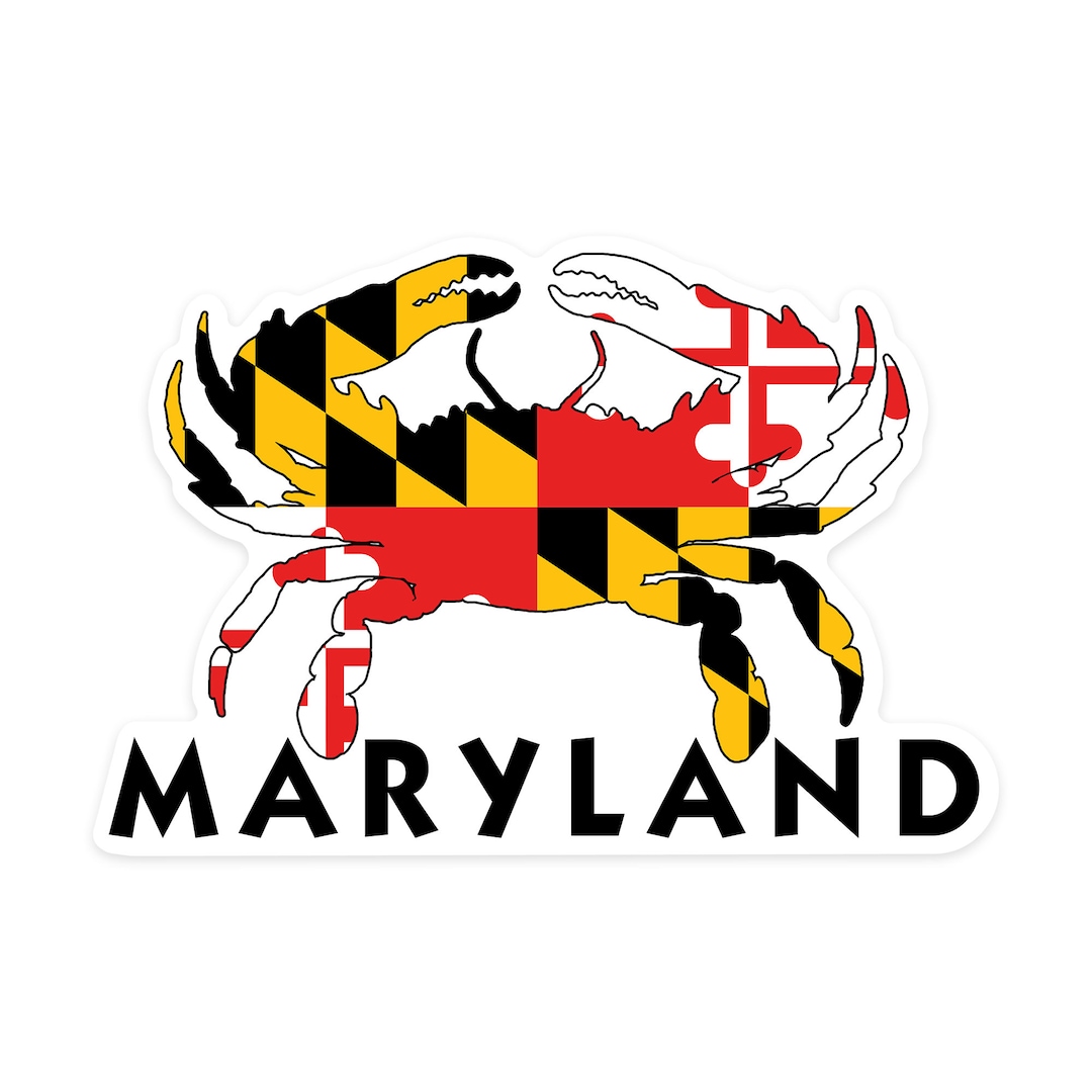 Sticker Maryland Crab Flag Contour Lantern Press Artwork - Etsy