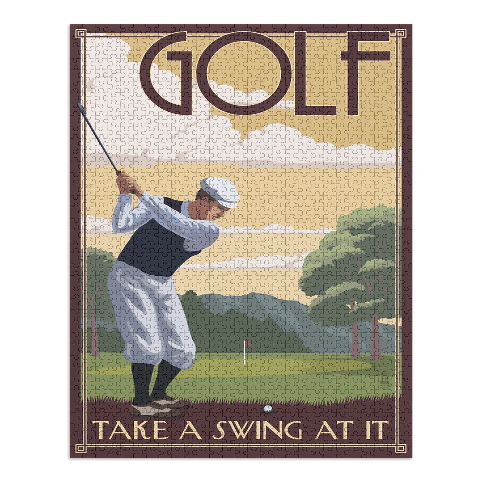 Jigsaw Puzzle Golf Take a Swing at It Lantern Press Etsy