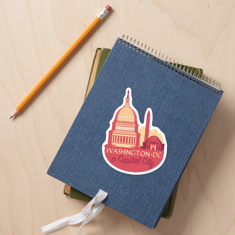 Sticker, Washington DC, A Capital City, Contour, Lantern Press Artwork ...
