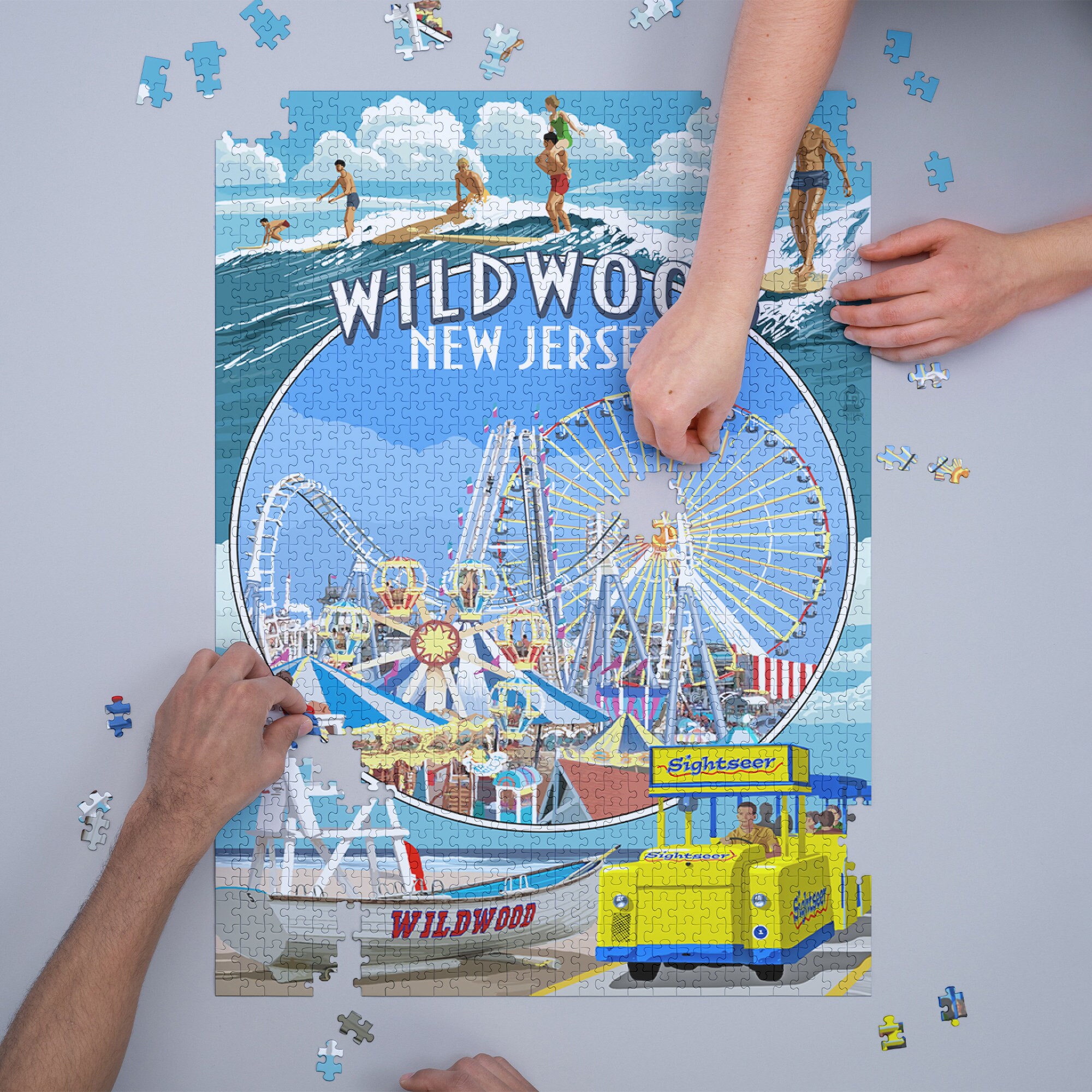 Jigsaw Puzzle Wildwood New Jersey Montage Lantern Press Etsy