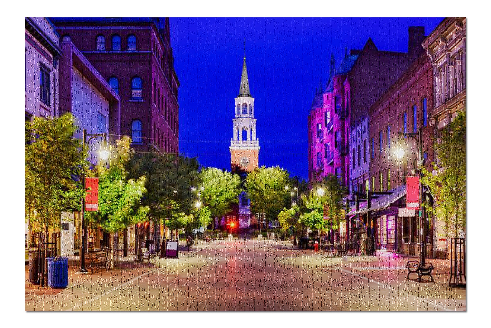 Burlington Vermont Church Street at Night with City Lights Etsy
