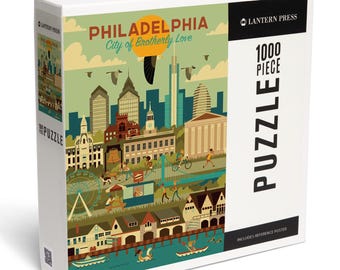 Puzzle, Philadelphia, Pennsylvania, Geometric City Series, City of Brotherly Love, 1000 Pieces, Unique Jigsaw, Family, Adults