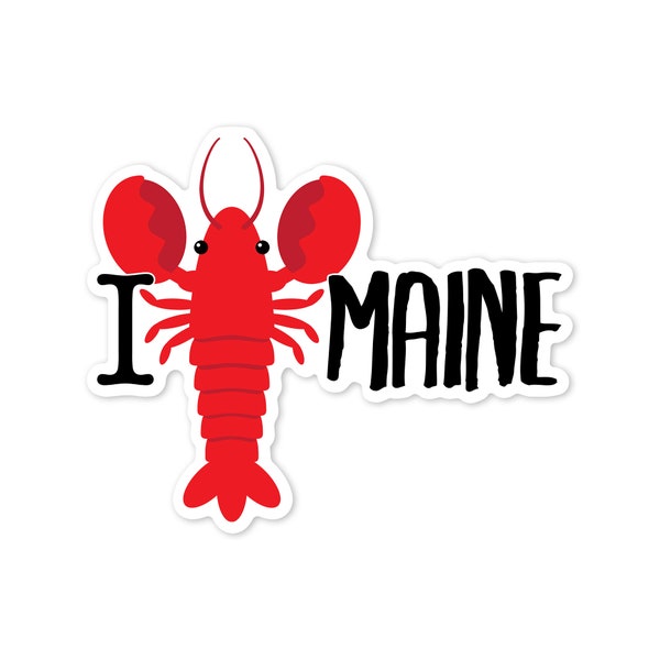 Sticker, Maine, I Lobster Maine, Vector, Contour, Lantern Press Artwork, Vinyl Die Cut Decal, Waterproof Outdoor Use