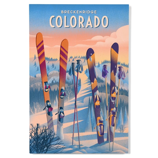 Birch Wood, Breckenridge, Colorado, Skis In Snowbank, Sustainable Sign or Postcards, Ready to Hang Art