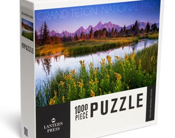 Puzzle, Grand Teton National Park, Wyoming, Flower Foreground, 1000 Pieces, Unique Jigsaw, Family, Adults