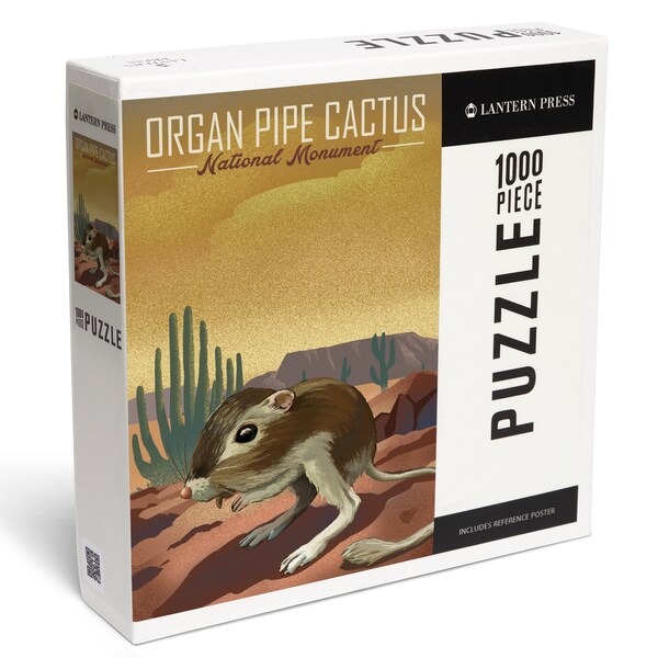 Puzzle, Organ Pipe Cactus National Monument, Arizona, Kangaroo Rat, Lithograph, 1000 Pieces, Unique Jigsaw, Family, Adults
