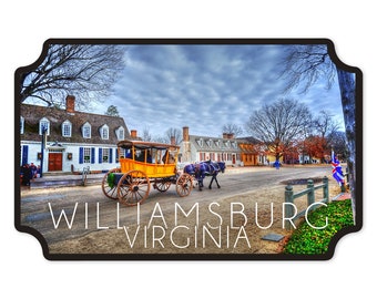 Sticker,  Williamsburg, Virginia, Horse and Buggy, Contour , Vinyl Die Cut, Waterproof Outdoor Use