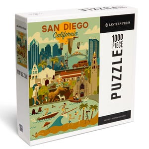 Puzzle, San Diego, California, Geometric, 1000 Pieces, Unique Jigsaw, Family, Adults