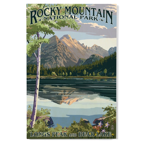 Birch Wood, Rocky Mountain National Park, Colorado, Longs Peak & Bear Lake, Lantern Press, Sustainable Sign or Postcards, Ready to Hang Art