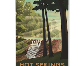 Birch Wood, Hot Springs National Park, Arkansas, Lithograph Lantern Press Artwork, Sustainable Sign or Postcards, Ready to Hang Art