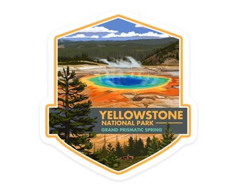 Sticker,  Yellowstone National Park, Grand Prismatic Spring, , Vinyl Die Cut, Waterproof Outdoor Use