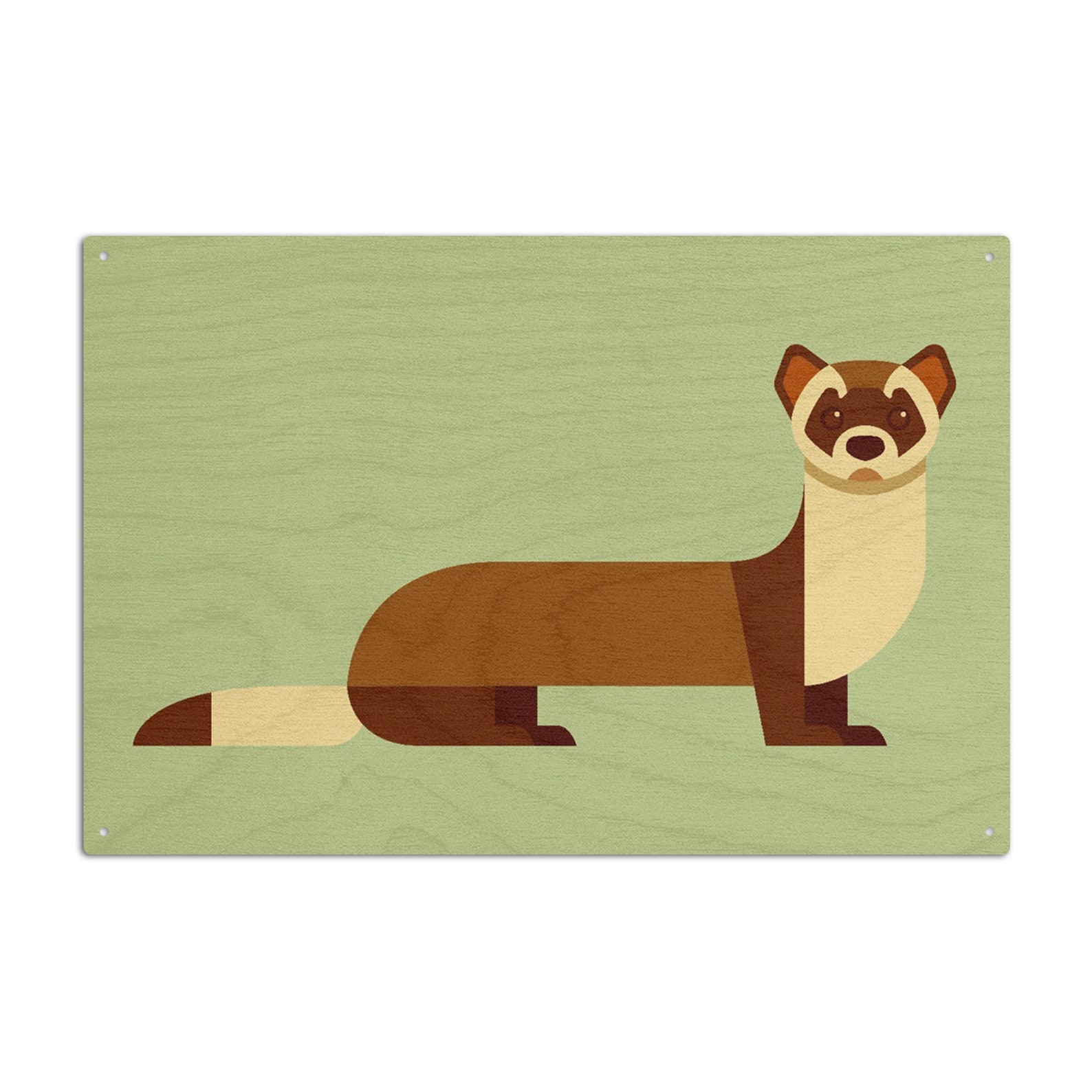 Birch Wood Ferret Geometric Contour Lantern Press Artwork Etsy