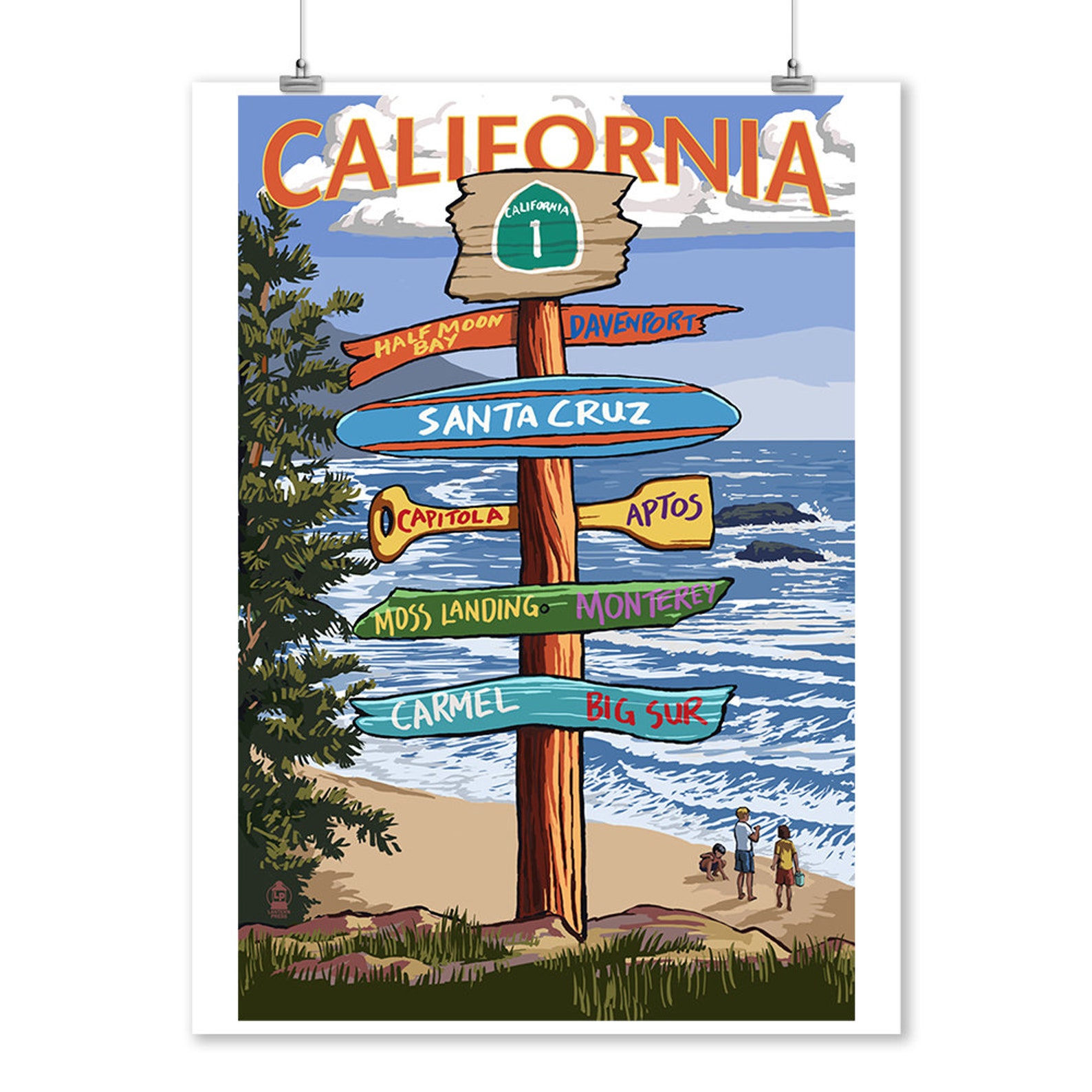 Santa Cruz California Destinations Sign Lantern Press Etsy