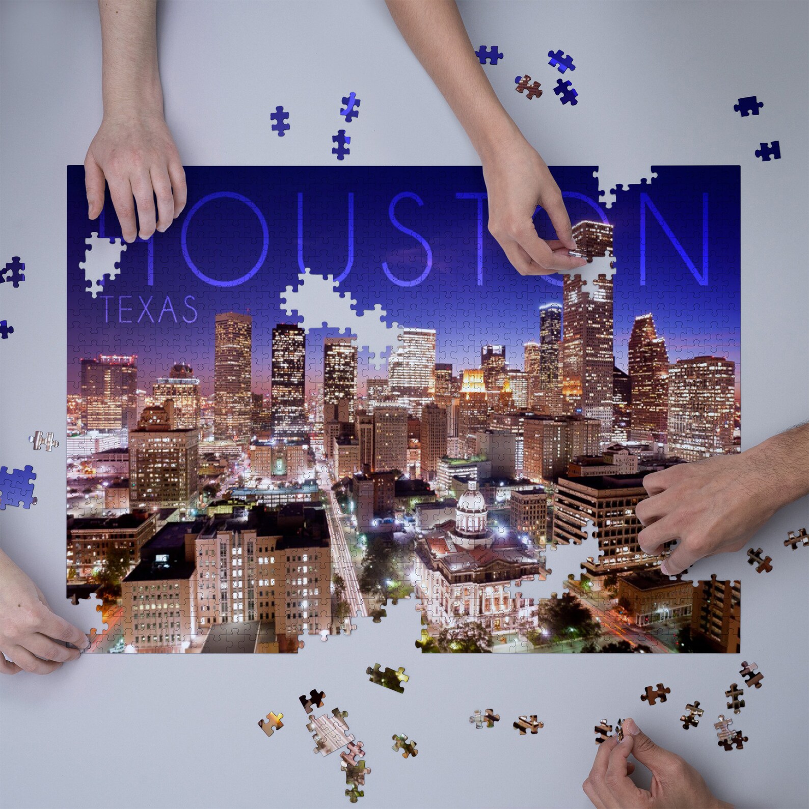 Jigsaw Puzzle Houston Texas Skyline at Night Lantern Press Etsy