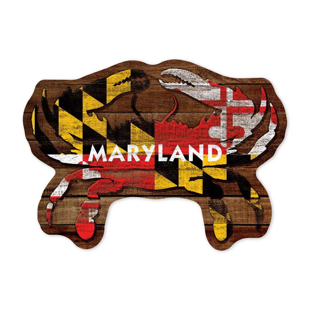 Sticker, Maryland, Dark Rustic State Flag, Crab, Contour, ND , Vinyl