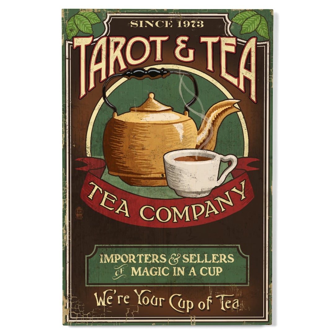 Birch Wood, Tarot and Tea, Vintage Sign, Sustainable Sign or Postcards ...