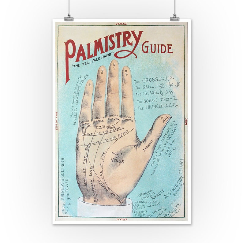 A Picture of Good Health Vintage Palmistry Chart Lithograph image 0