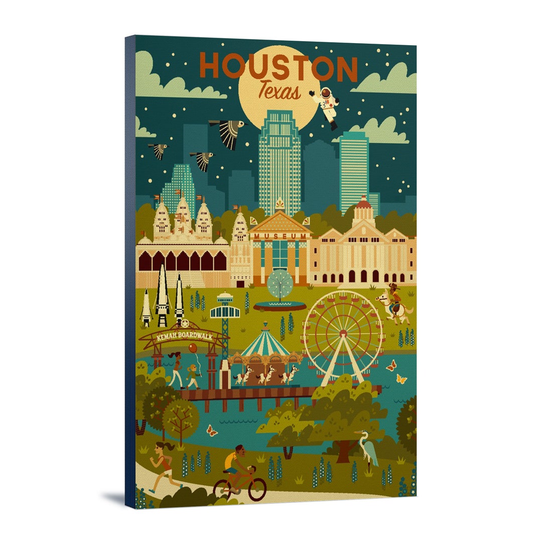 Canvas Art Houston Texas Geometric City Series Lantern Etsy