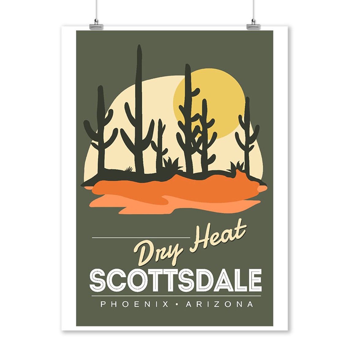 Scottsdale Phoenix Arizona Dry Heat Desert Scene Vector Etsy