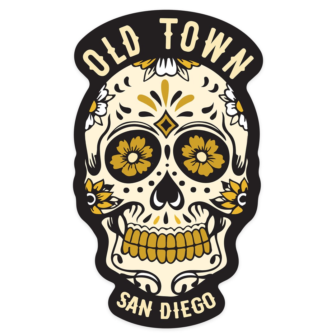 Sticker San Diego California Old Town Sugar Skull & Flower Etsy