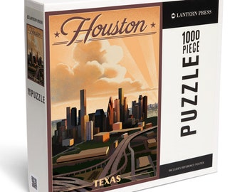 Puzzle, Houston, Texas, Lithograph, 1000 Pieces, Unique Jigsaw, Family, Adults