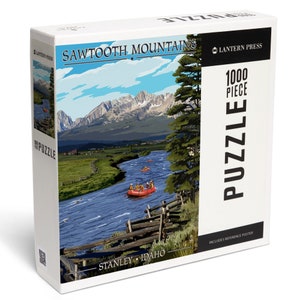 Puzzle, Stanley, Idaho, Sawtooth Mountains, Rafting, 1000 Pieces, Unique Jigsaw, Family, Adults