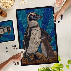 Puzzle, Penguin, Mosaic, 1000 Pieces, Unique Jigsaw, Family, Adults image 2