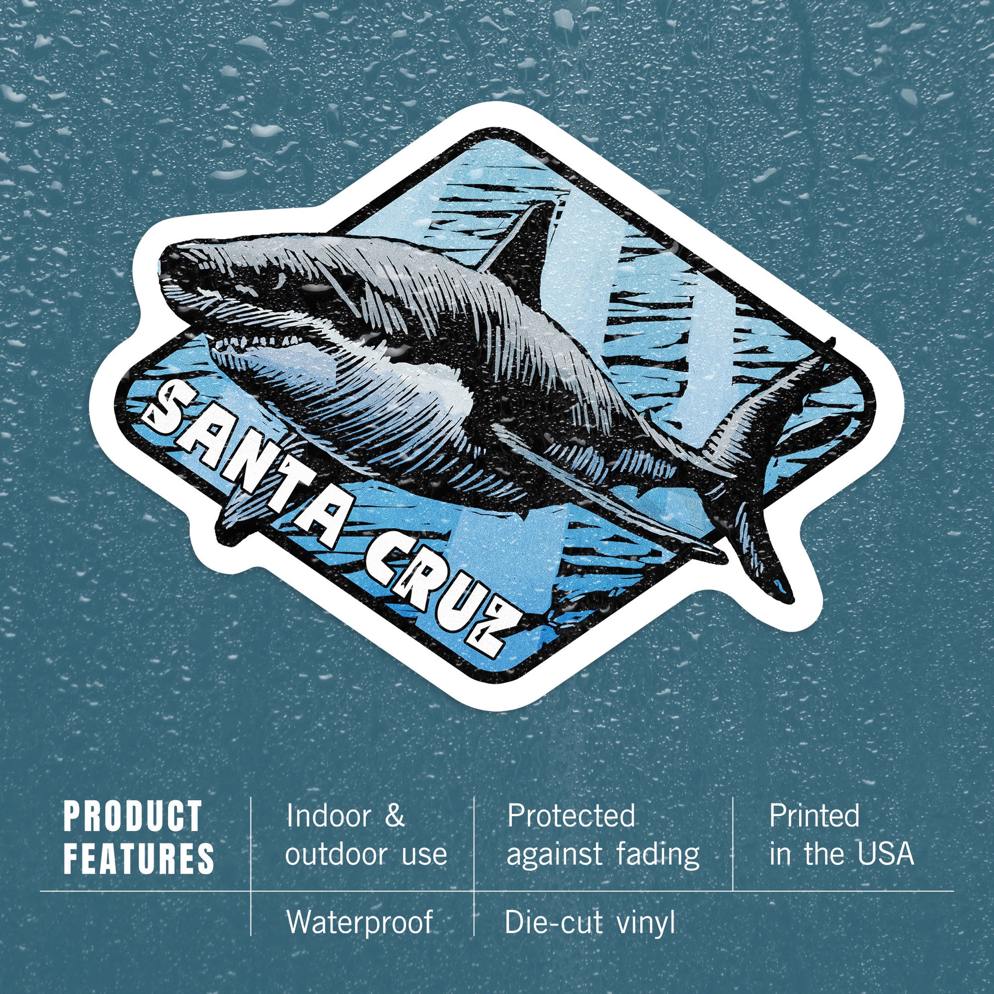 Santa Cruz Shark Sticker - Sticker - 5 Sticker Graphic -Auto Wall