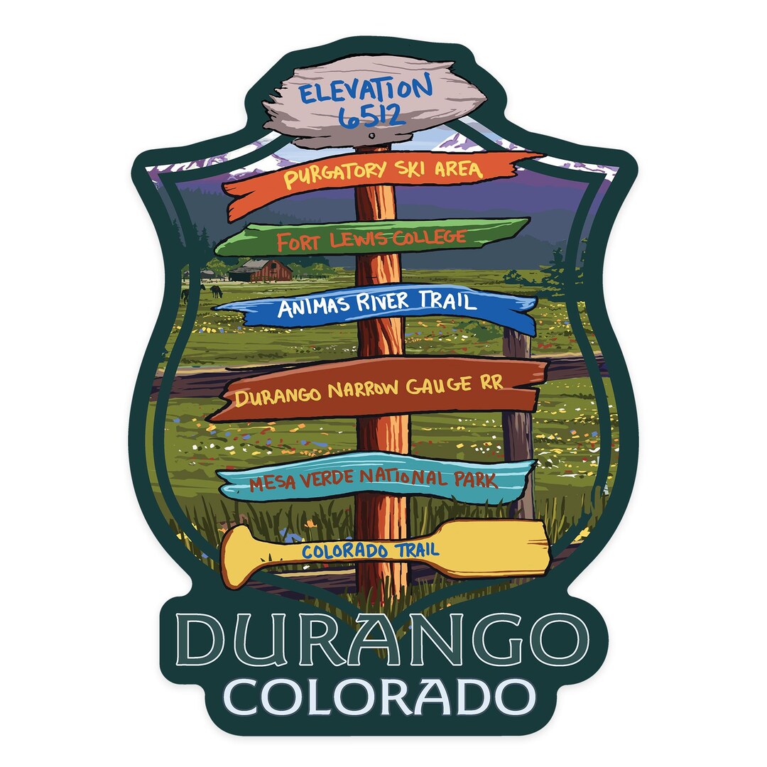Sticker, Durango, Colorado, Signpost, , Vinyl Die Cut, Waterproof ...