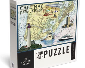 Puzzle, Cape May, New Jersey, Nautical Chart, 1000 Pieces, Unique Jigsaw, Family, Adults