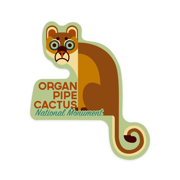 Sticker,  Organ Pipe Cactus National Monument, Arizona, Mountain Lion, Geometric, Contour , Vinyl Die Cut, Waterproof Outdoor Use