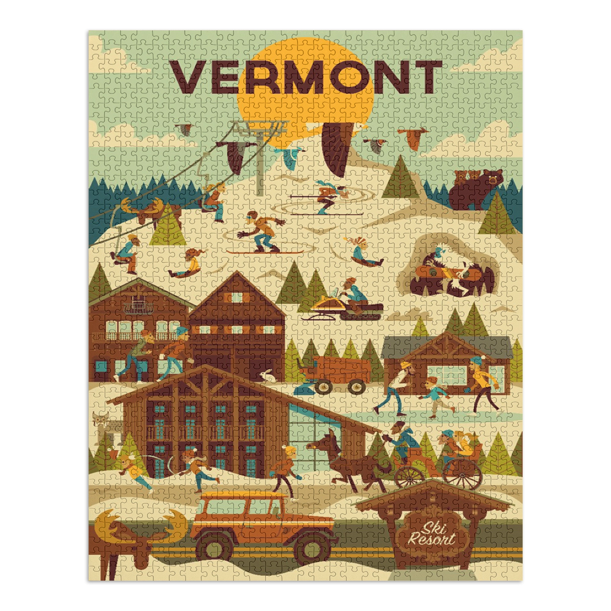 Puzzle Vermont Ski Resort Geometric 1000 Pieces Unique Etsy UK