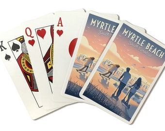 Playing Cards, Myrtle Beach, South Carolina, Litho, Enjoy the Ride, Longboards and Scooters, 52 Card Deck with Jokers in Box, Unique Art