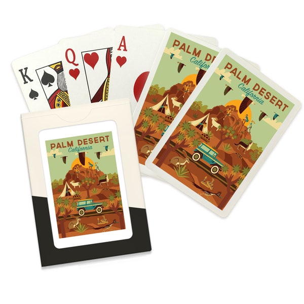 Playing Cards, Palm Desert, California, Geometric, 52 Card Deck with Jokers in Box, Unique Art