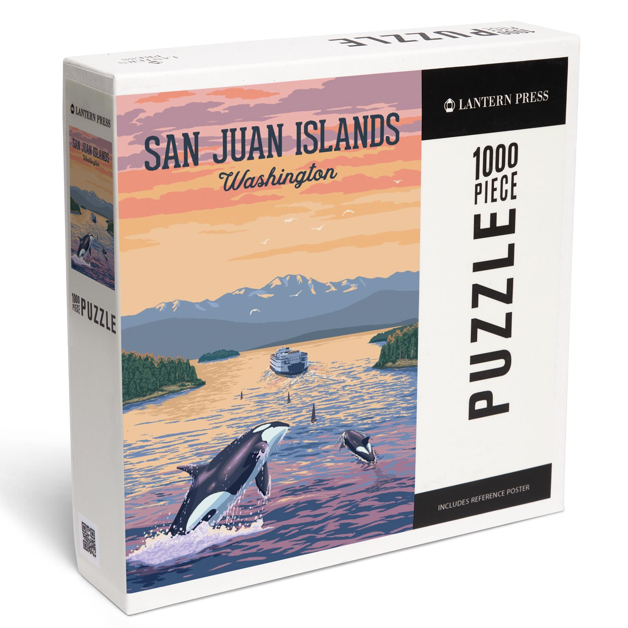Puzzle, San Juan Islands, Washington, Painterly, Orca and Ferry