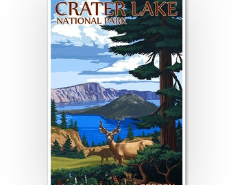 Prints, Signs, Crater Lake National Park, Oregon, Deer Family, Unique Metal Art, Posters, Hang Ready