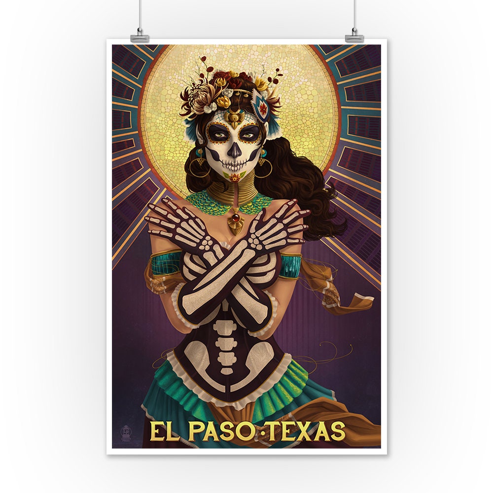 El Paso Texas Day of the Dead Crossbones 6 Sizes Art Etsy