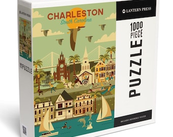 Puzzle, Charleston, South Carolina, Geometric City Series, 1000 Pieces, Unique Jigsaw, Family, Adults