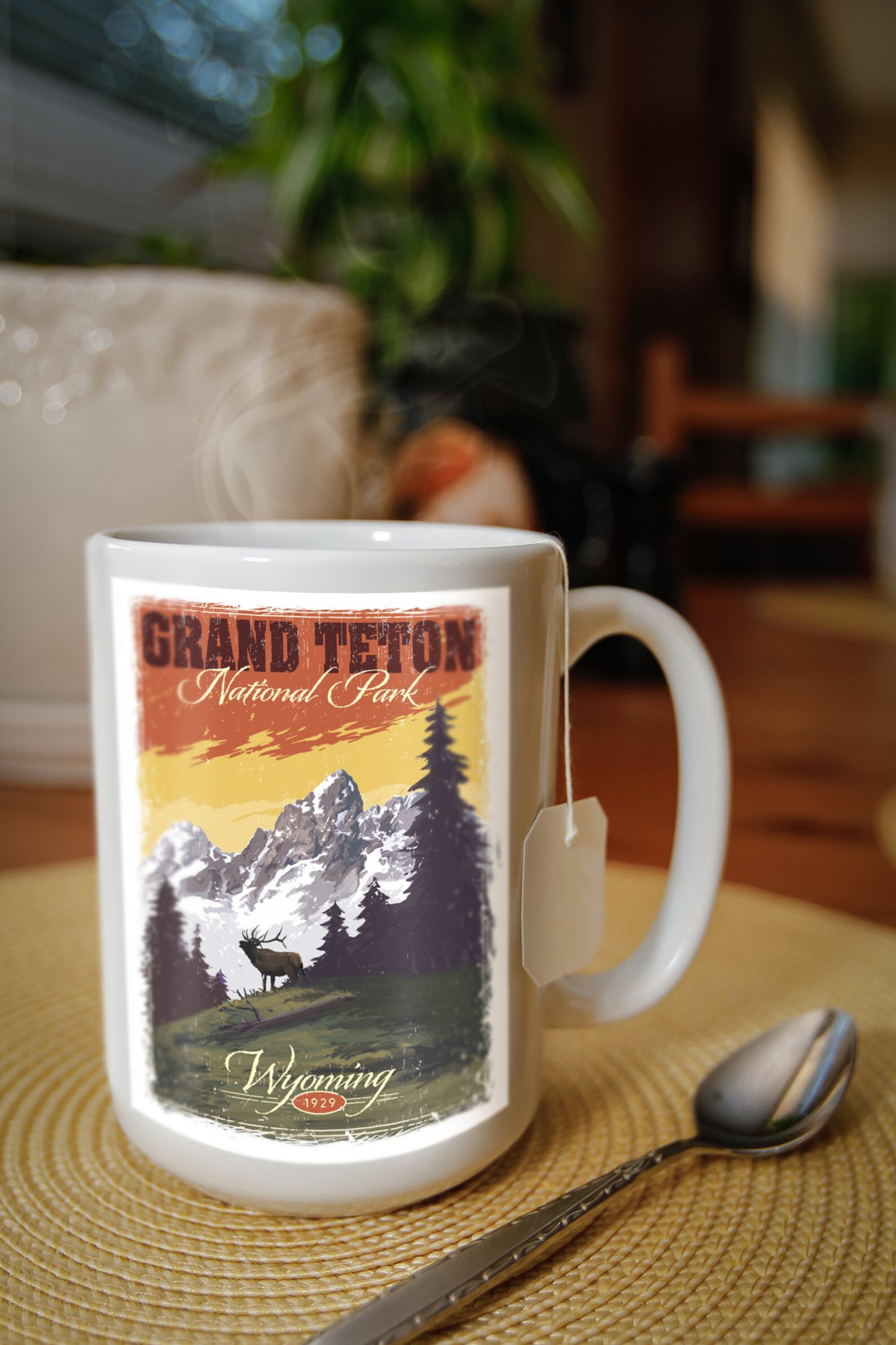 Ceramic Mug Grand Teton National Park Wyoming Mountain Elk | Etsy