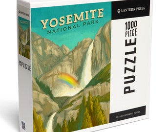 Puzzle, Yosemite National Park, California, Yosemite Falls, Oil Painting, 1000 Pieces, Unique Jigsaw, Family, Adults