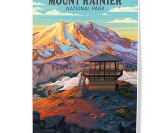 Prints, Mt Rainier National Park, Washington, Painterly, Mount Fremont Lookout, Posters, Hang Ready