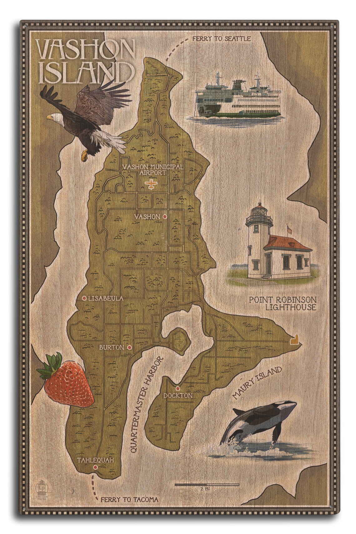 Vashon Island Washington Map 6 Sizes Art Prints Giclees Etsy