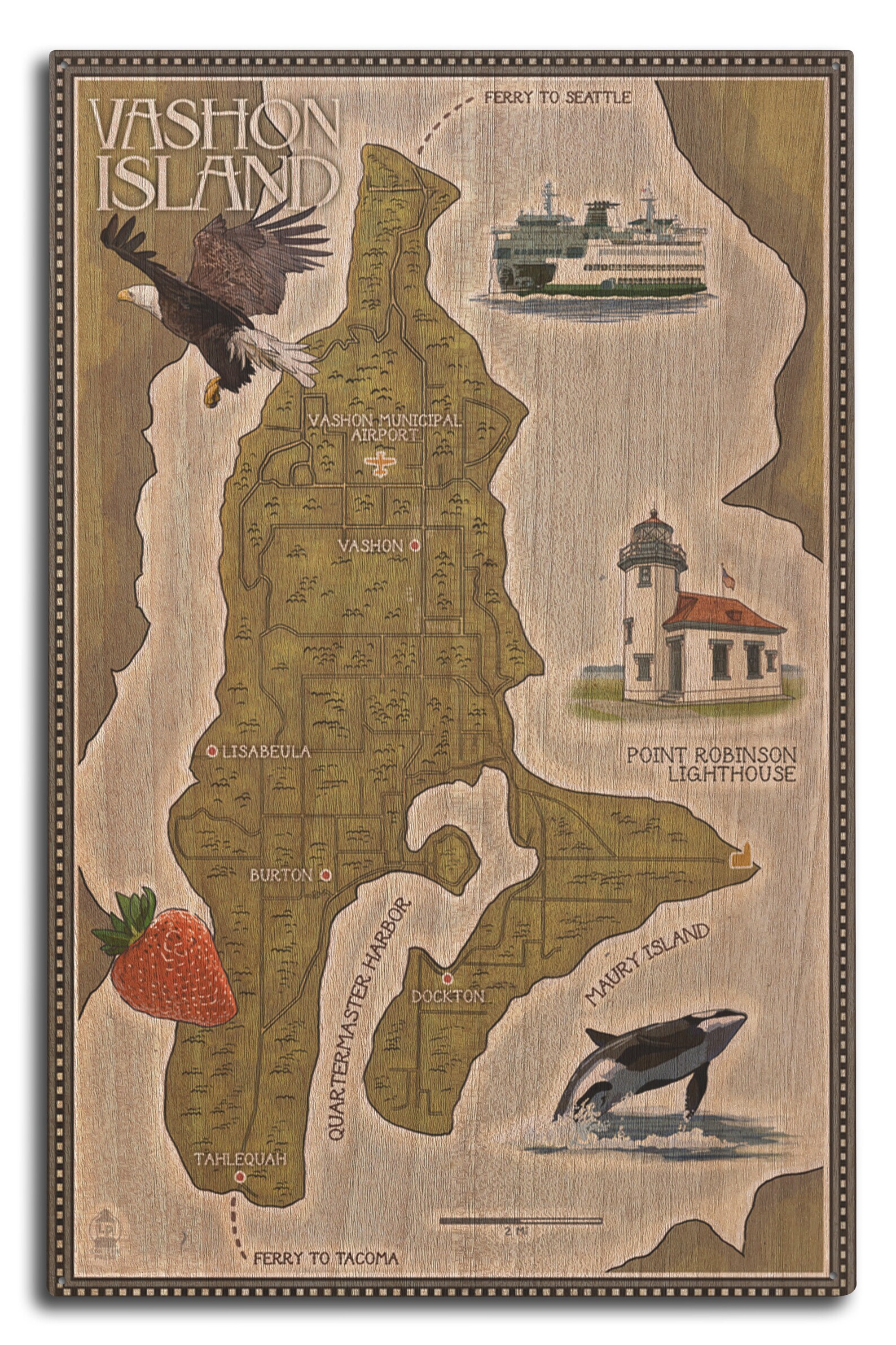 Vashon Island Washington Map 6 Sizes Art Prints Giclees  Etsy