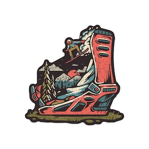 Sticker,  Snowboard Binding, Distressed Vector , Vinyl Die Cut, Waterproof Outdoor Use